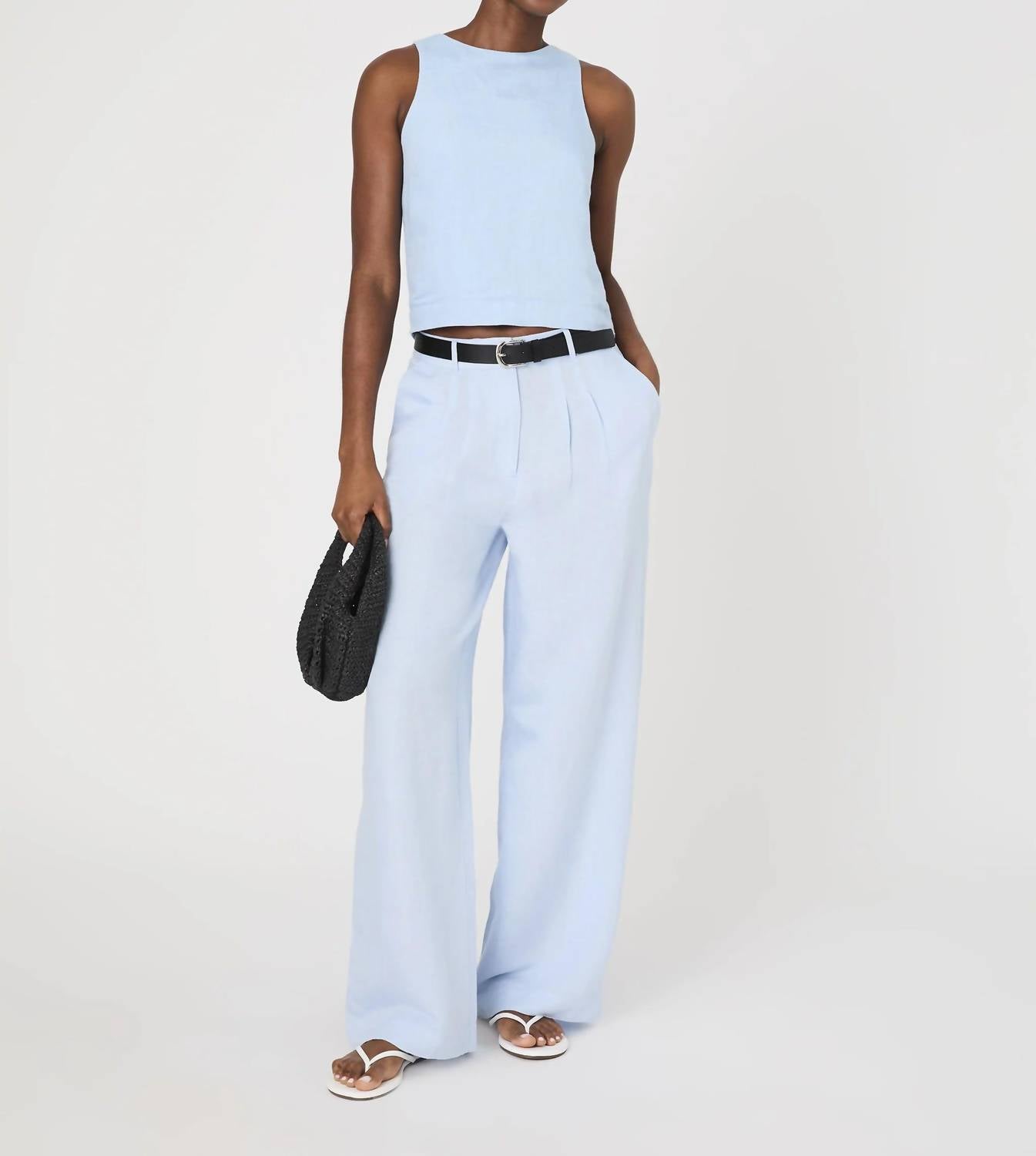 French Connection - Birdie Linen Swing Top - blouses - blue - clothing