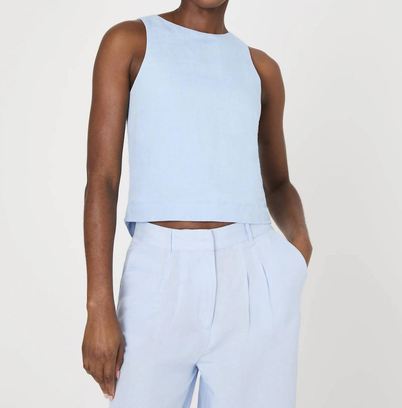 French Connection - Birdie Linen Swing Top - blouses - blue - clothing