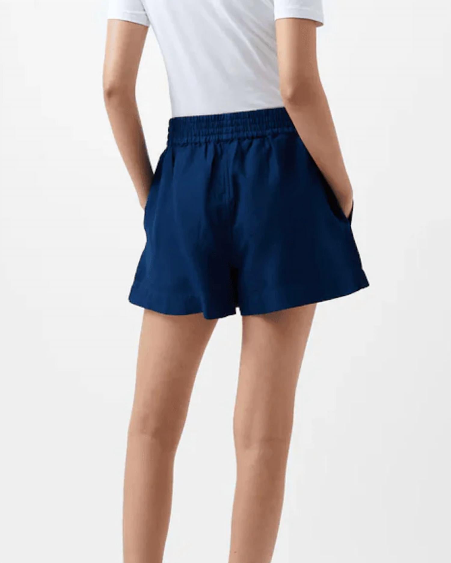 French Connection - Birdie Short - blue - clothing - high - waist
