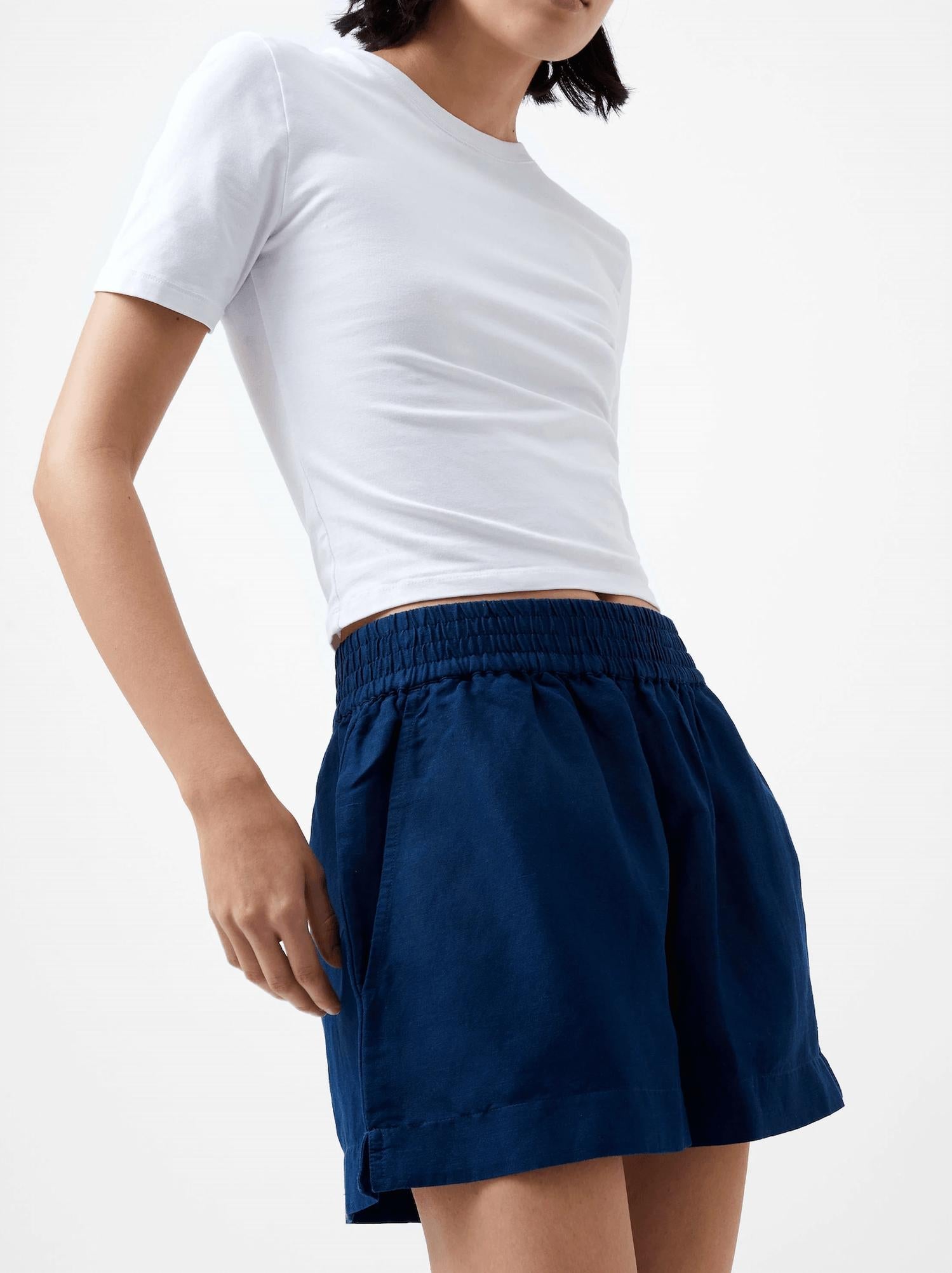 French Connection - Birdie Short - blue - clothing - high - waist