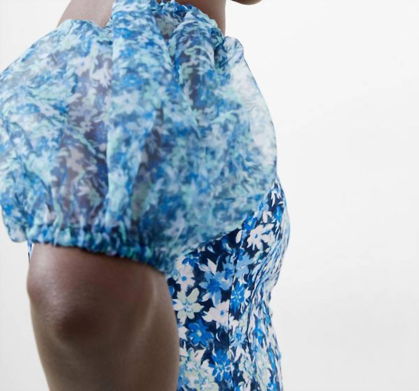 French Connection - Clara Textured Puff Sleeve Dress - blue - clothing - dresses
