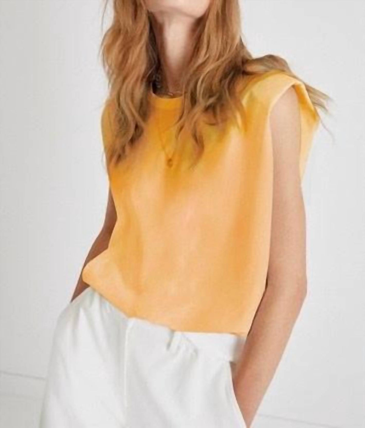 Shoulder Pad Crepe Tank