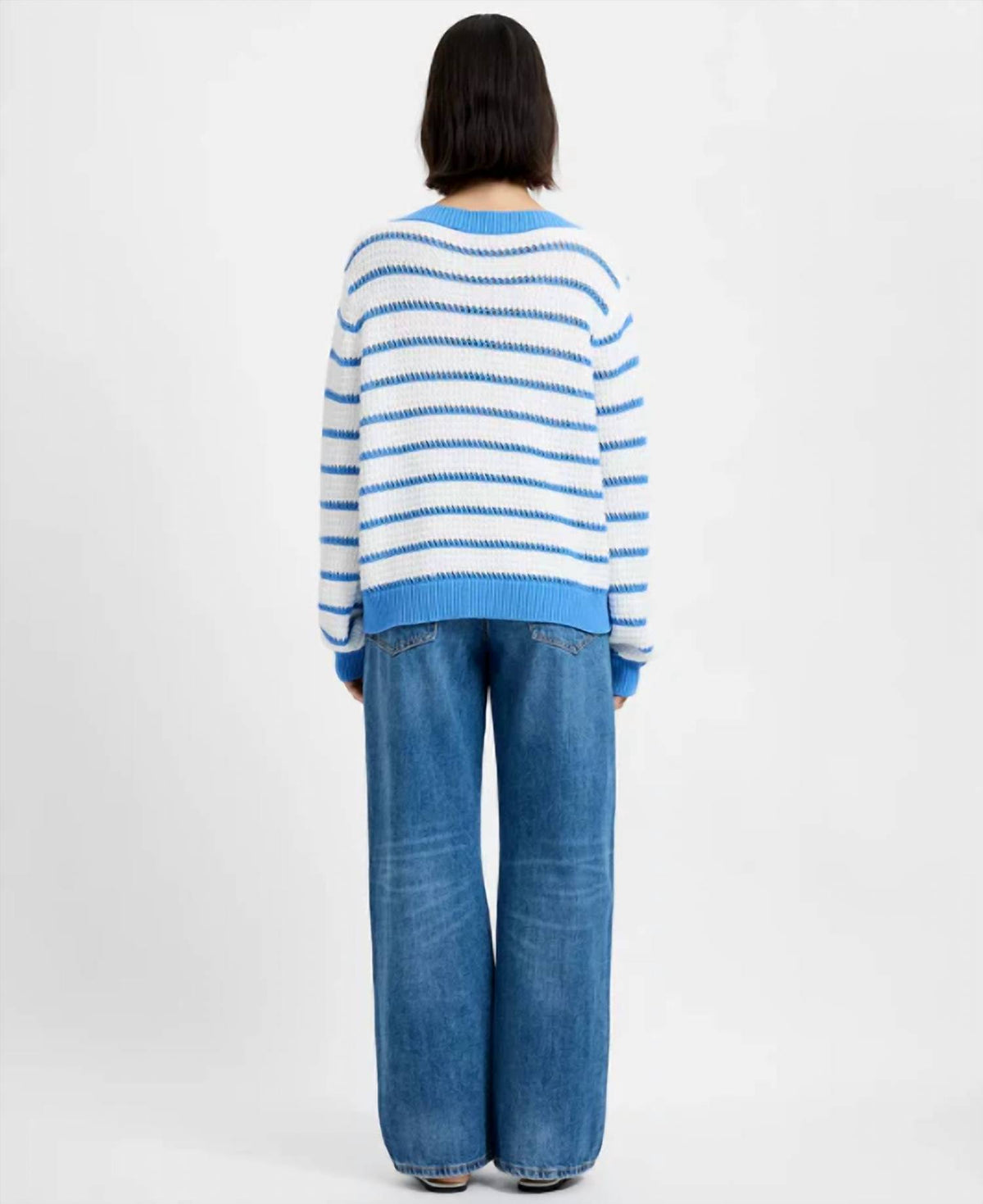 French Connection - Teddy Knit Open Stripe Pullover Sweater
