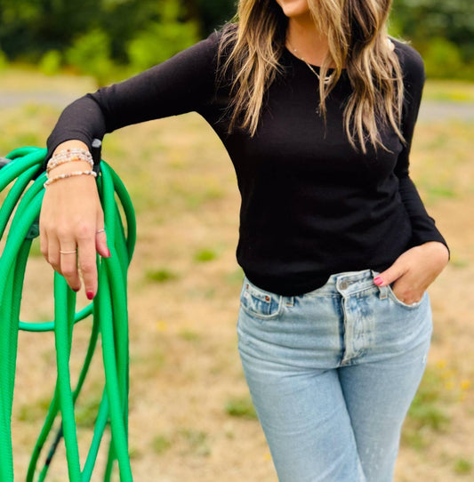 French Kyss - Classic Crew Neck Sweater - black - clothing - cotton - blend