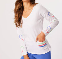 French Kyss - Heart Sleeve V Neck Top