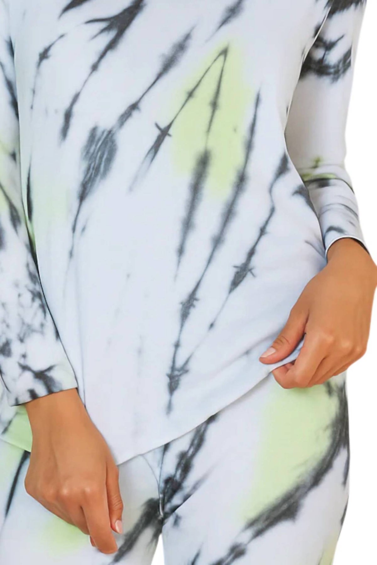 French Kyss - Marble Wash Long Sleeve V-Neck Top