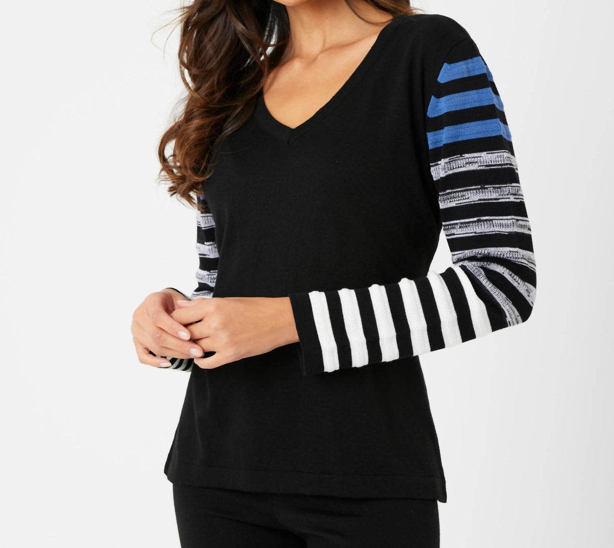 French Kyss - Stripe V Neck Top