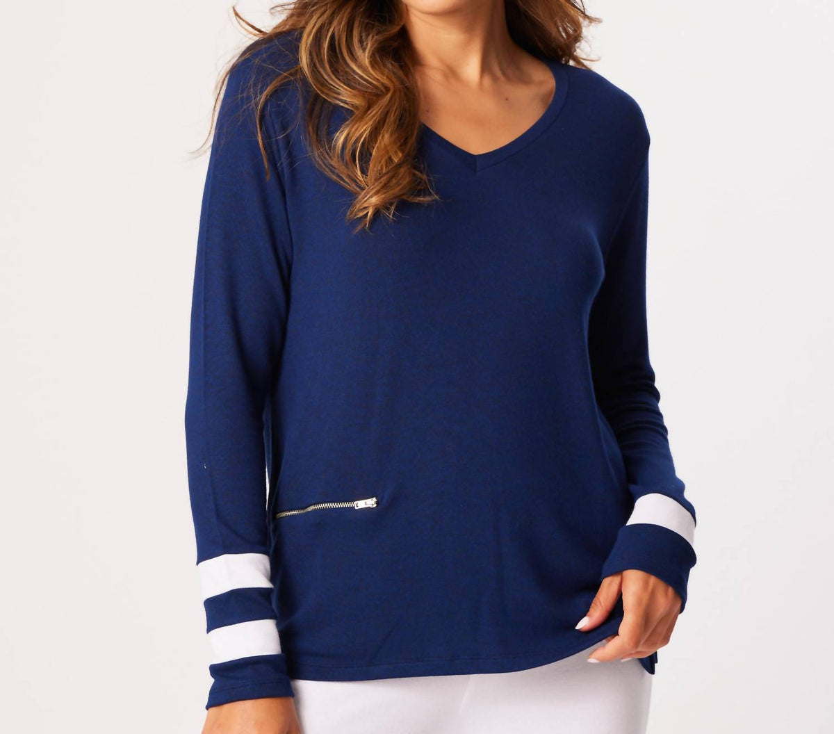 French Kyss - Zip Pocket V-Neck Top