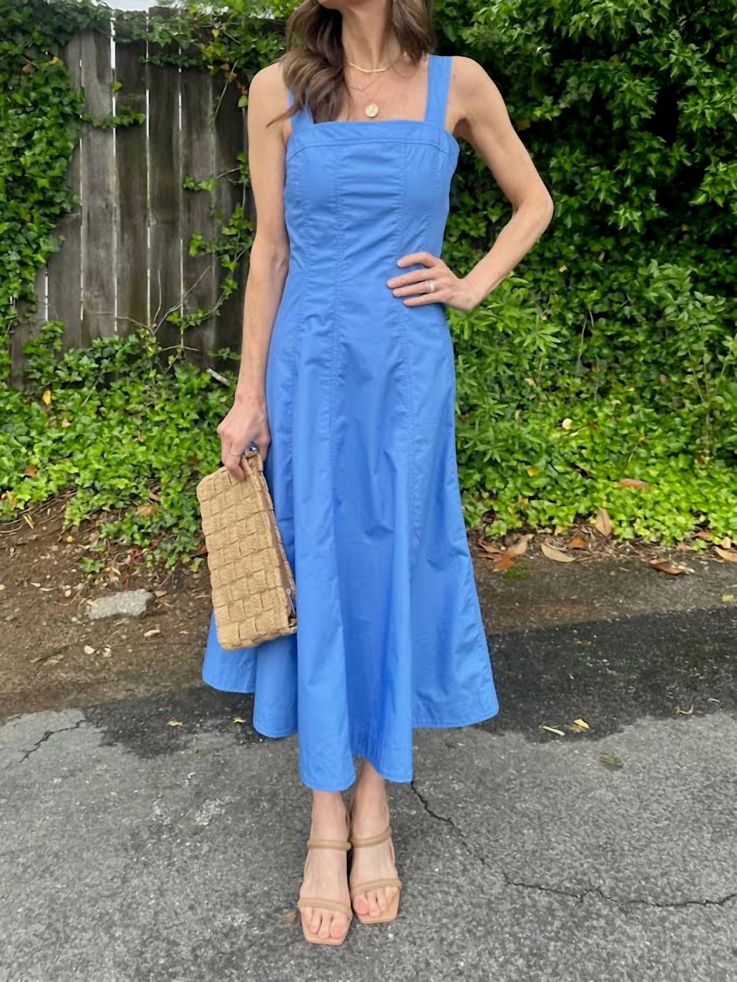 Frnch - Alfreda Midi Dress - blue - clothing - cotton