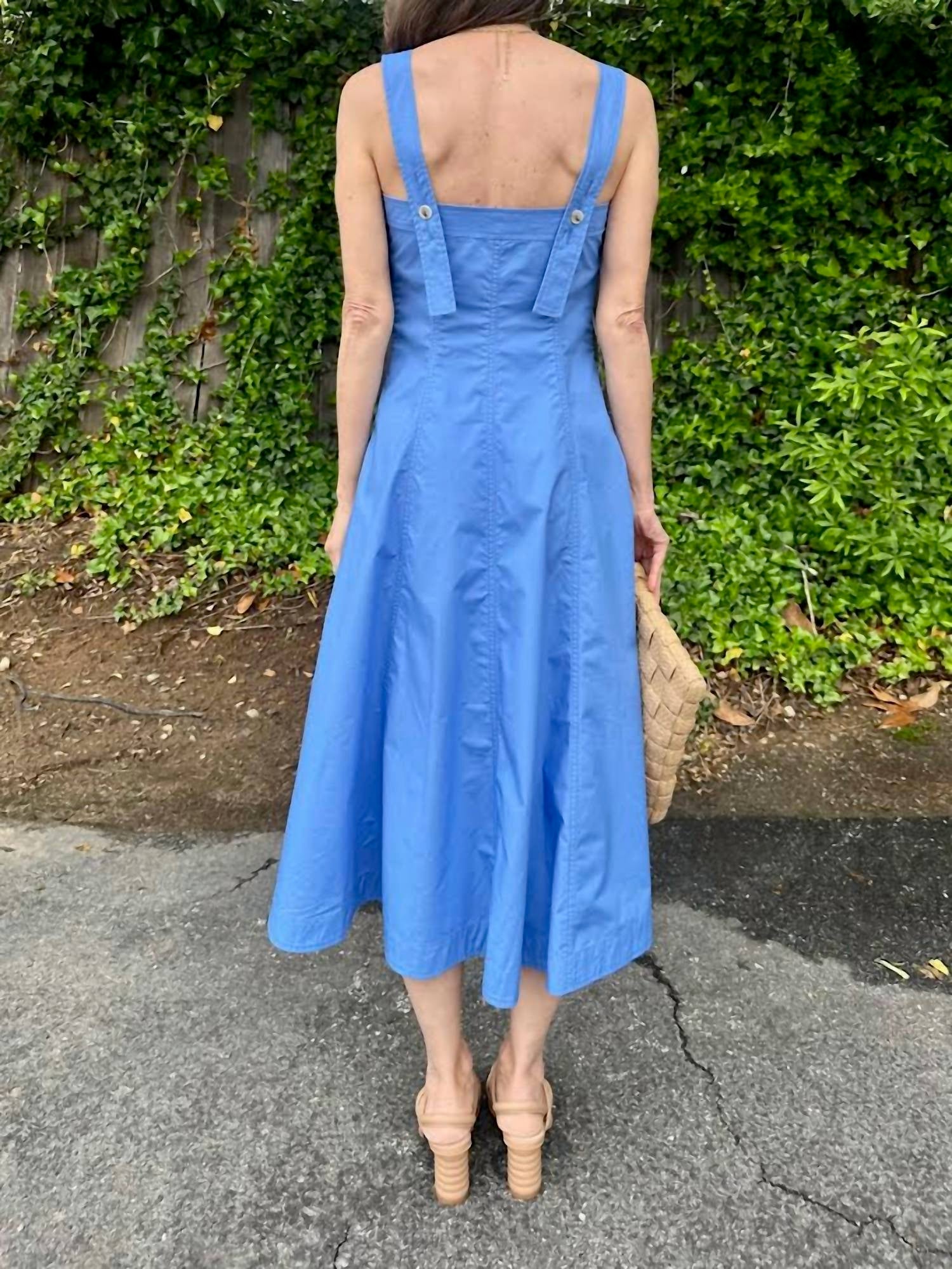 Frnch - Alfreda Midi Dress - blue - clothing - cotton