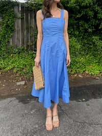 Frnch - Alfreda Midi Dress - blue - clothing - cotton