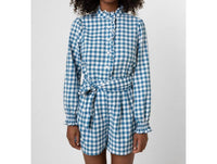 Frnch - Bleu Checkered Shorts - blue - clothing - high - waist