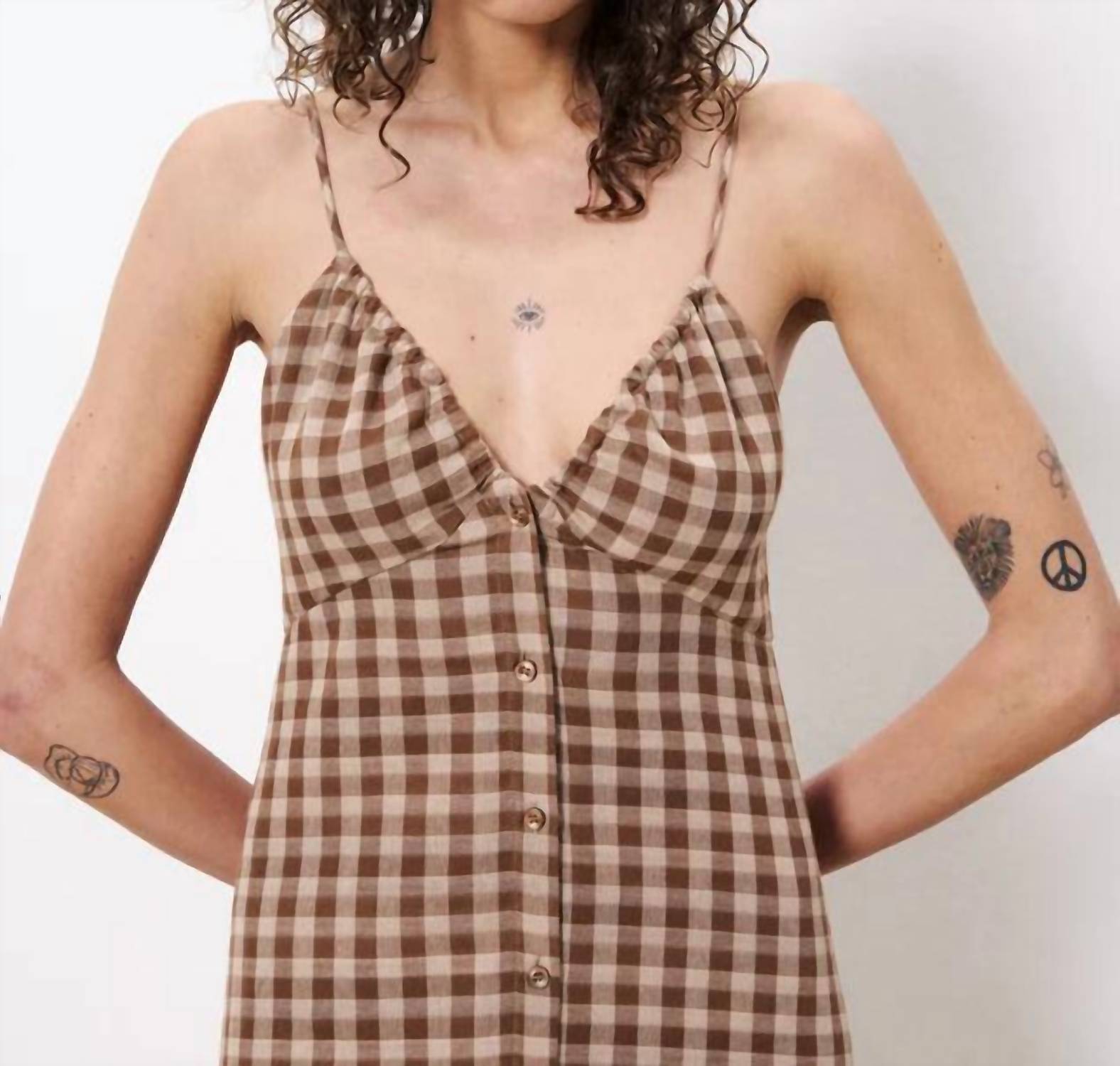 Frnch - Casimira Dress - brown - clothing - cotton - blend