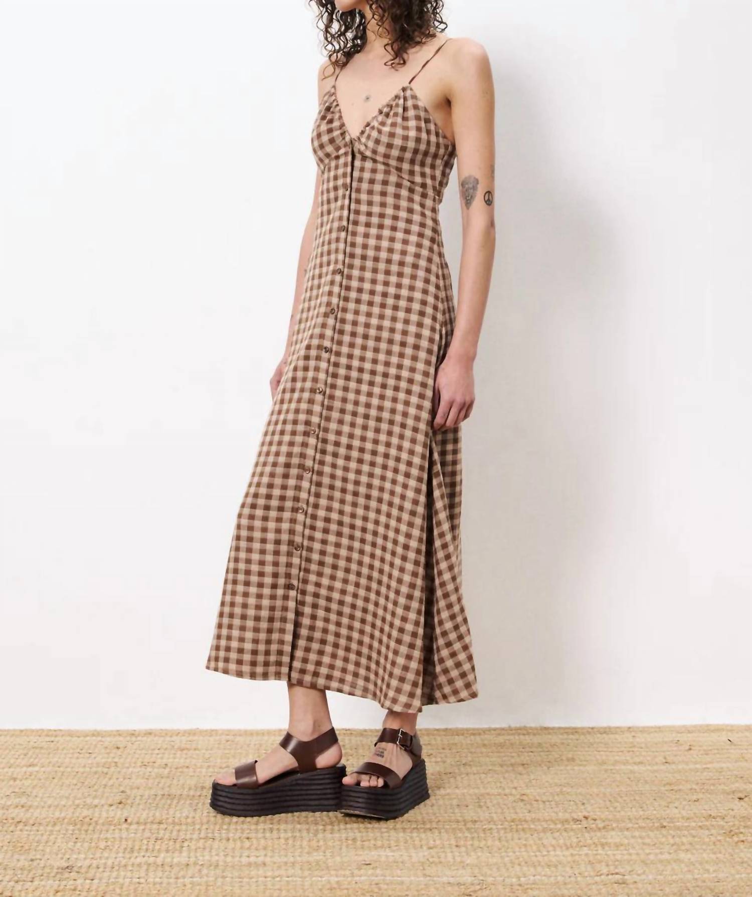 Frnch - Casimira Dress - brown - clothing - cotton - blend