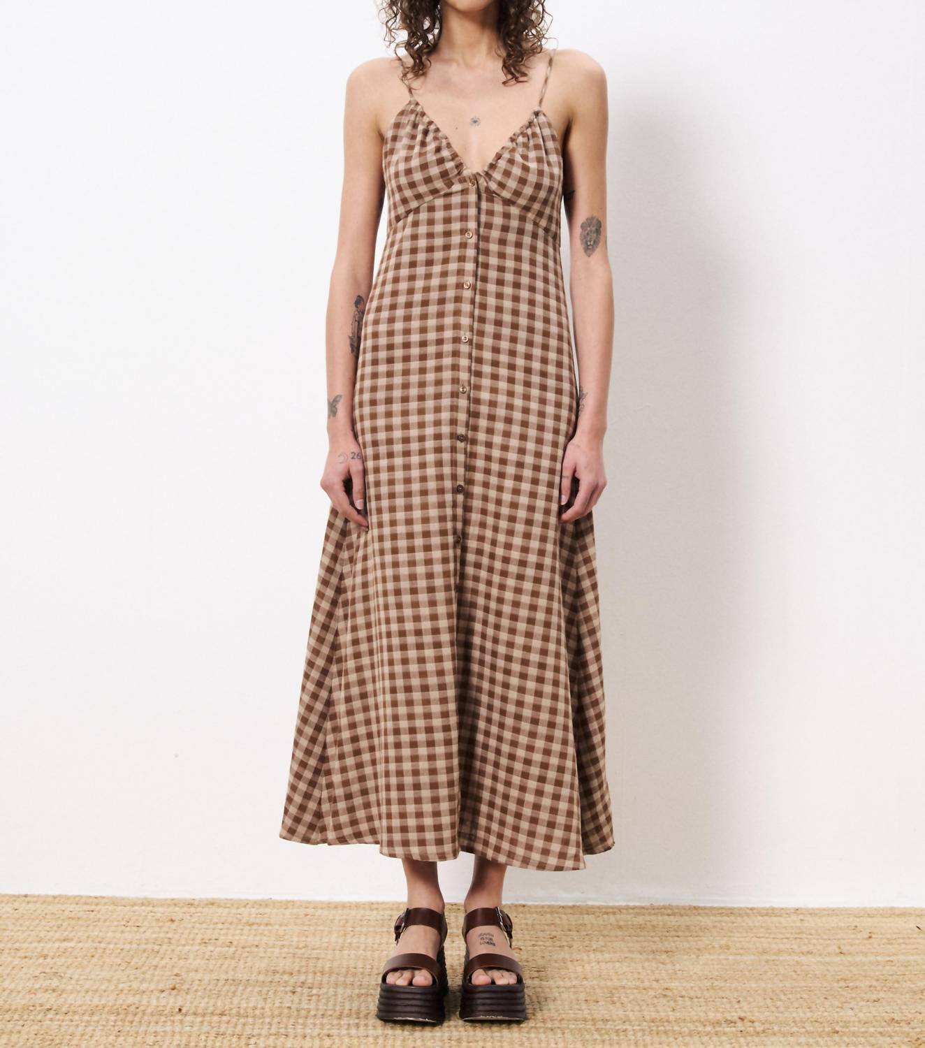 Frnch - Casimira Dress - brown - clothing - cotton - blend