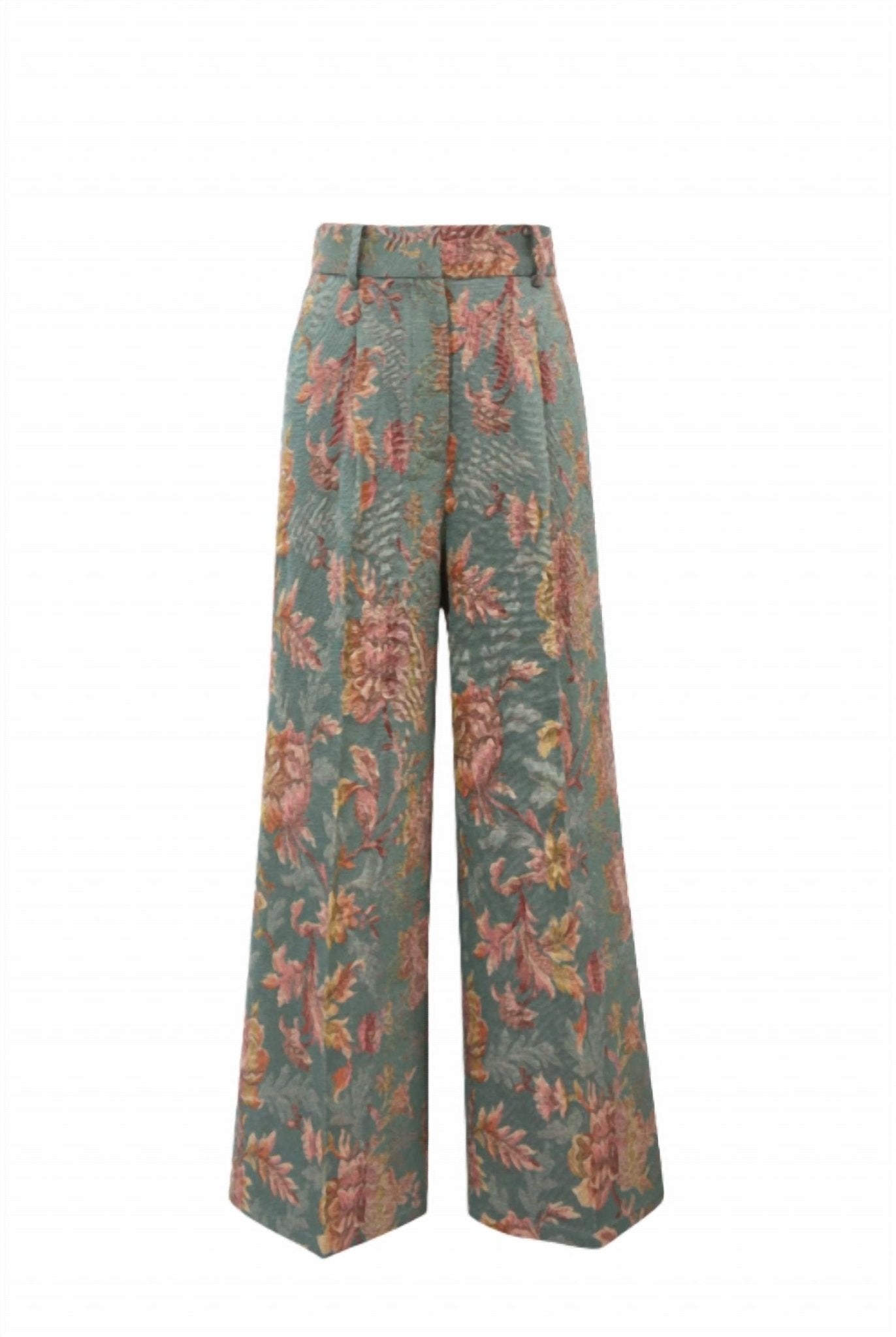Frnch - Green Brocade Wide Leg Pant - clothing - green - pants
