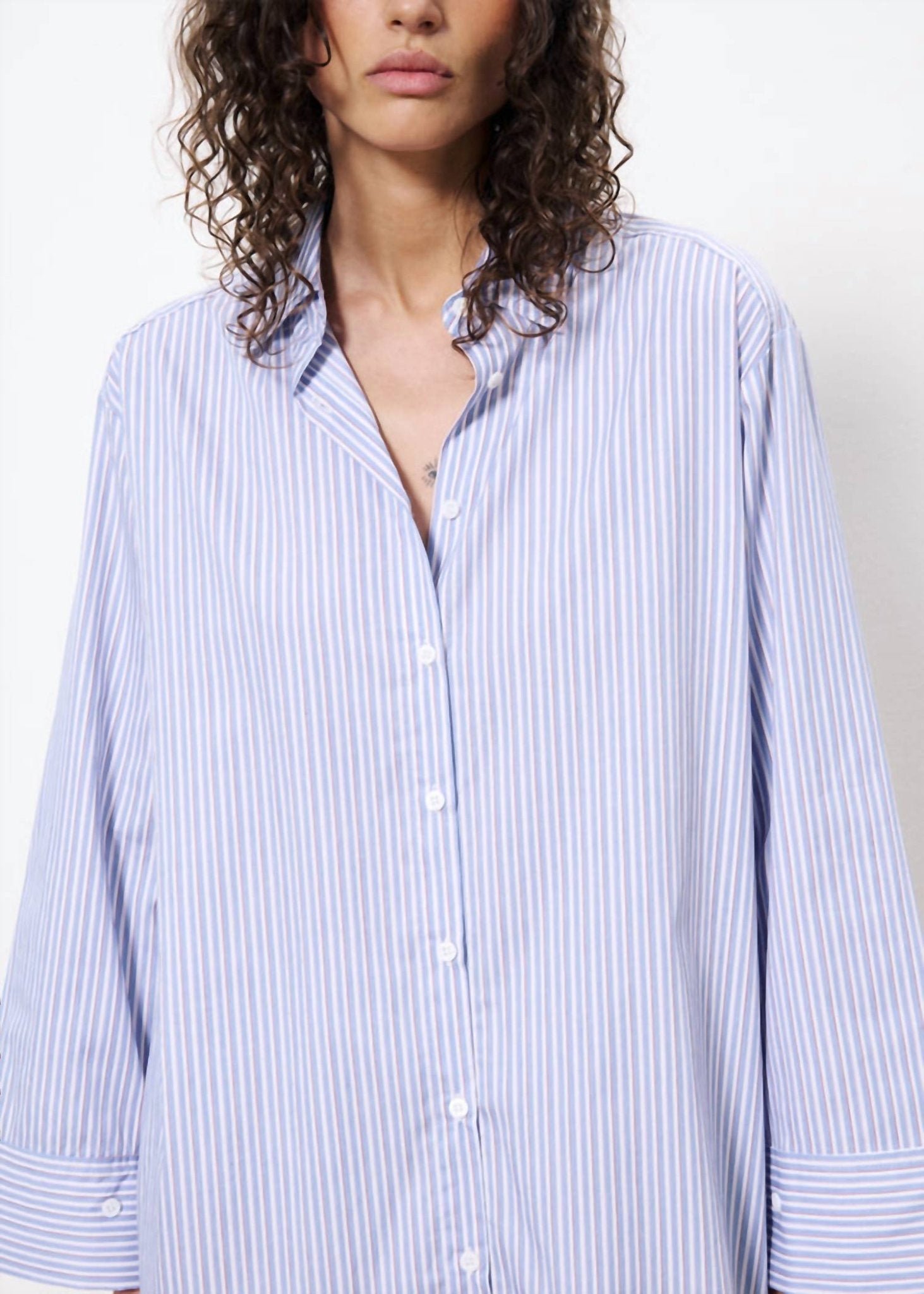 Frnch - Laina Stripe Midi Dress - button - down - shirts - clothing - cotton