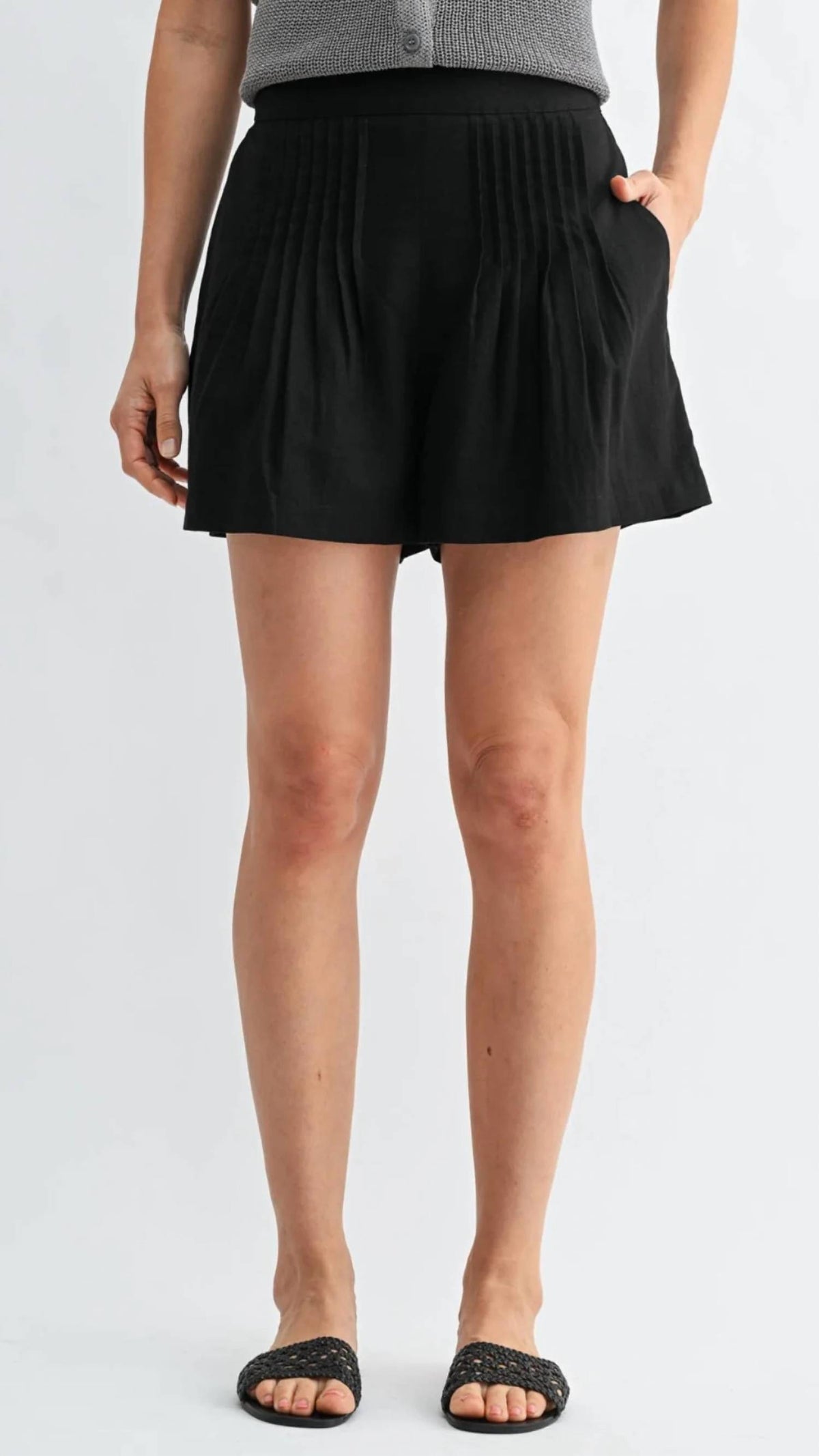 Fun 2 Fun - Rayon Blend Pleated Shorts
