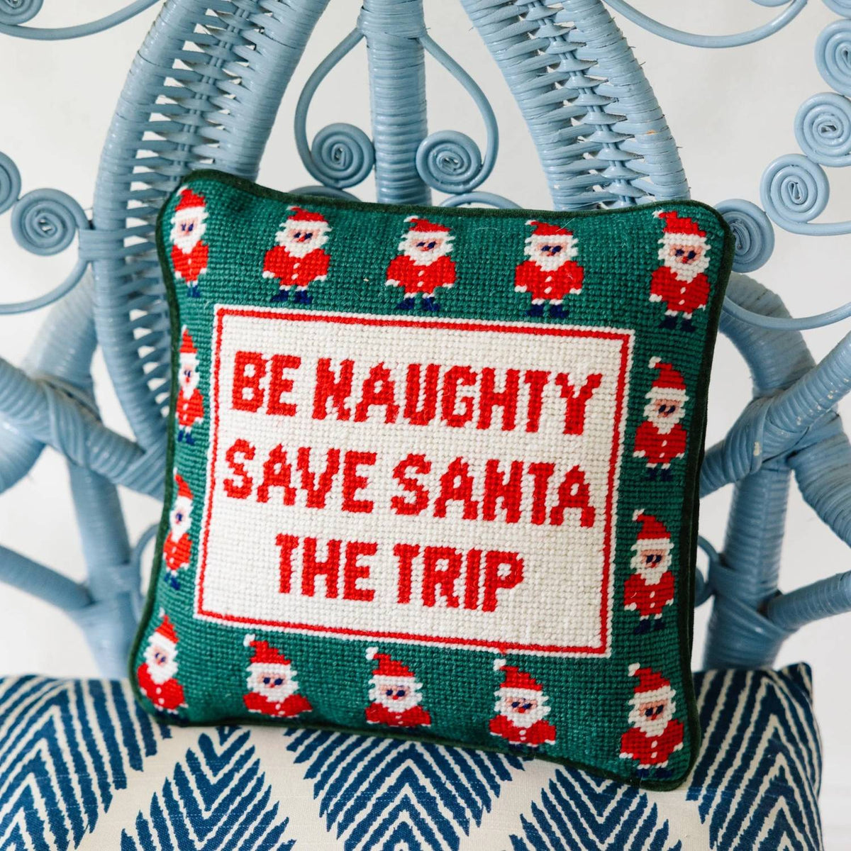 Furbish Studio - Be Naughty Needlepoint Pillow