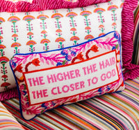 Furbish Studio - Higher The Hair Needlepoint Pillow