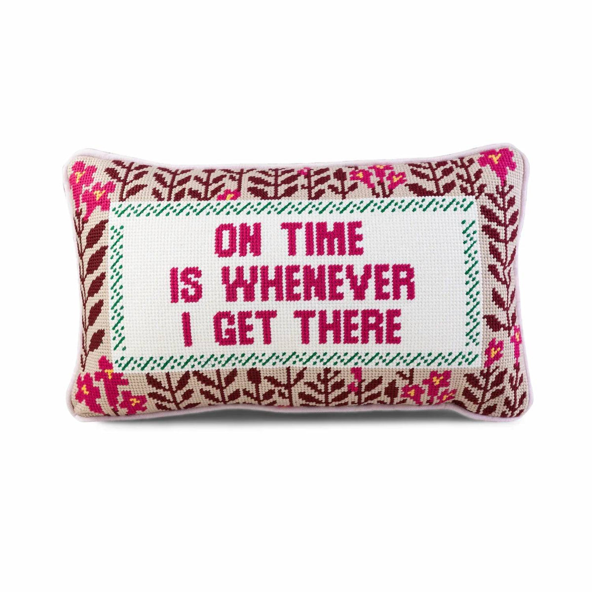 Furbish Studio - On Time Needlepoint Pillow