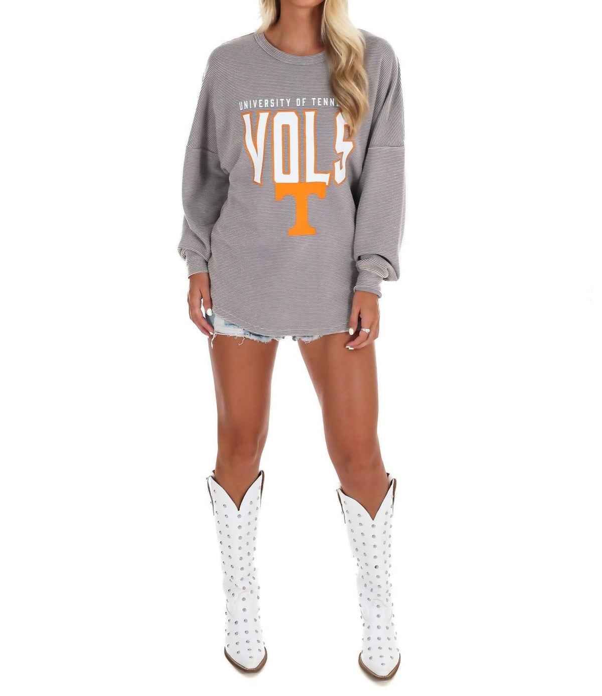 Gameday Couture - University of Tennessee Grey Corded Pullover