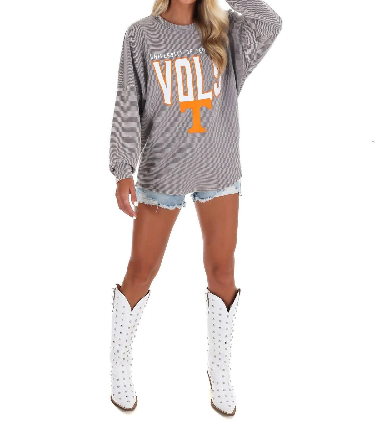 Gameday Couture - University of Tennessee Grey Corded Pullover