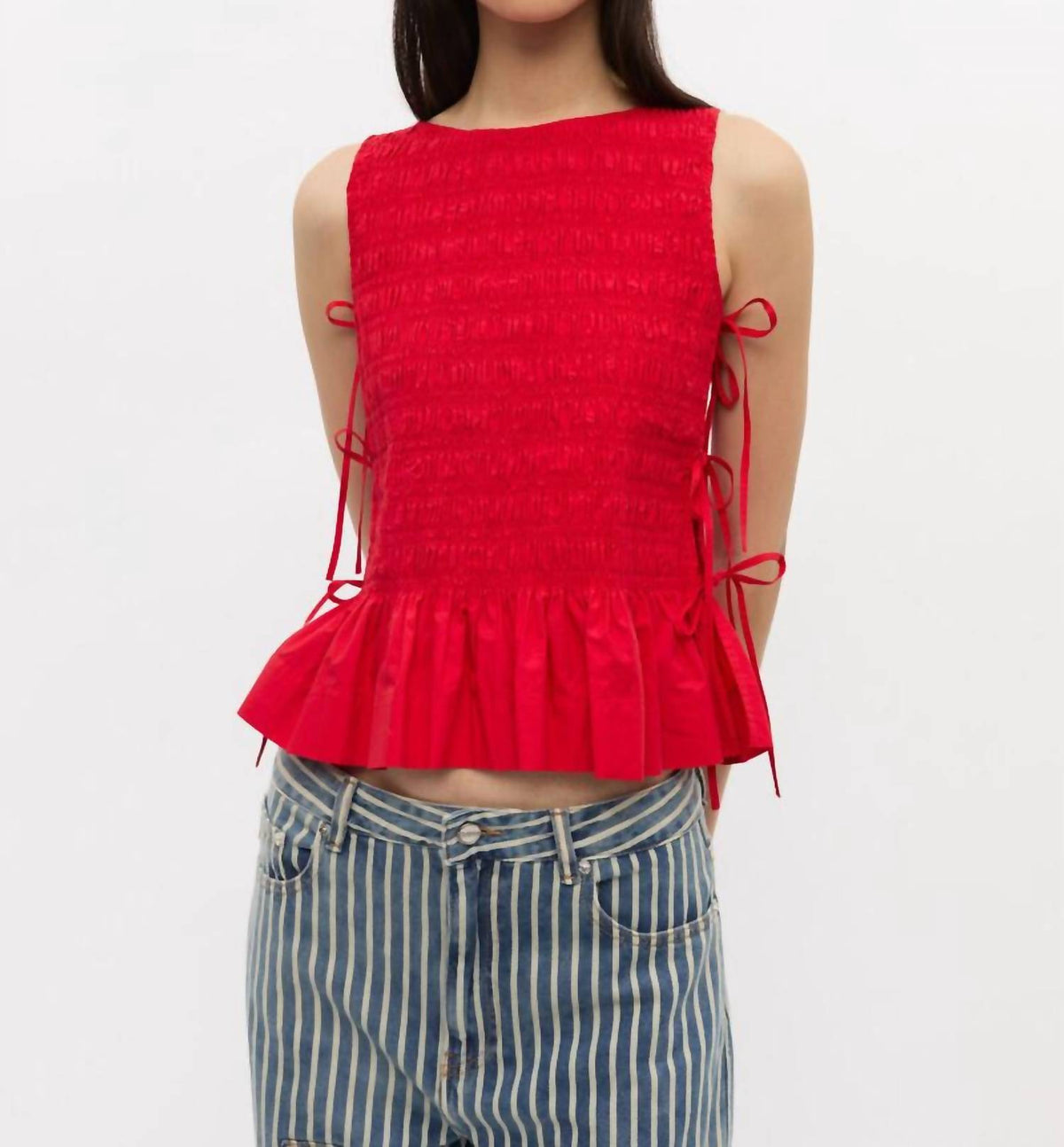 Ganni - Cotton Poplin Smock Tie String Top
