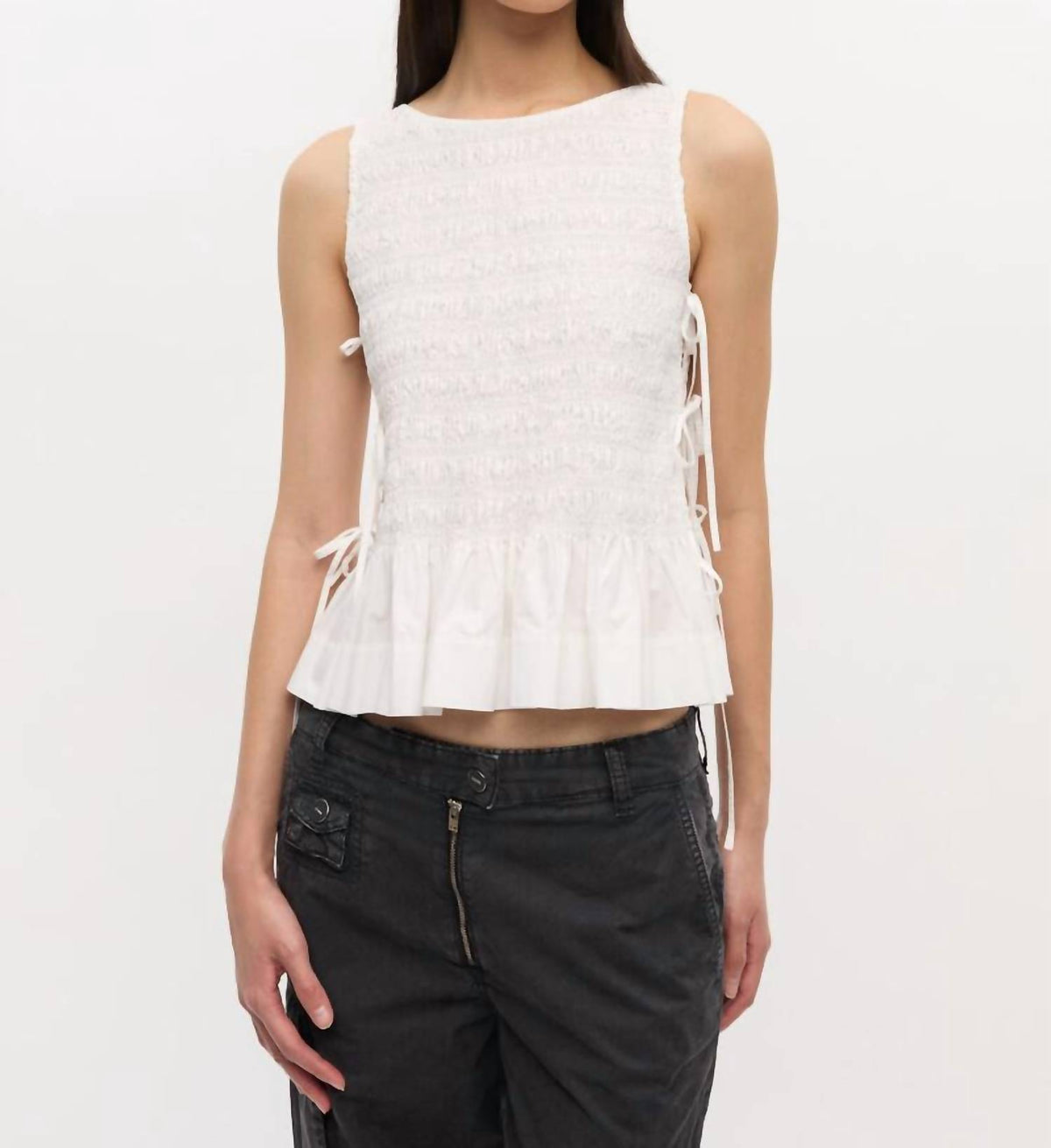 Ganni - Cotton Poplin Smock Tie String Top