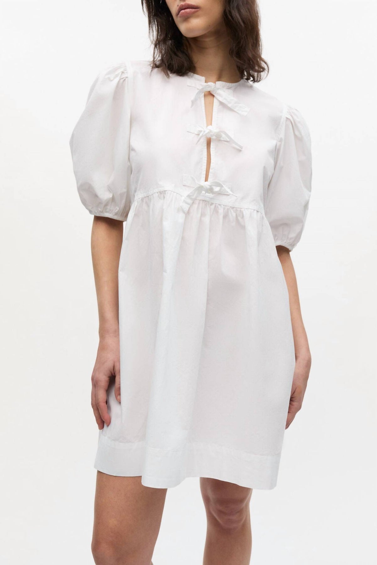 Ganni - Cotton Poplin Tie String Mini Dress