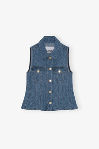 Ganni - Fluffy Denim Fitted Top