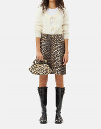 Ganni - Foil Print Denim Skirt