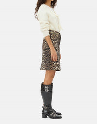 Ganni - Foil Print Denim Skirt