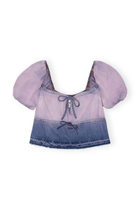 Ganni - Future Denim Puff Sleeve Top