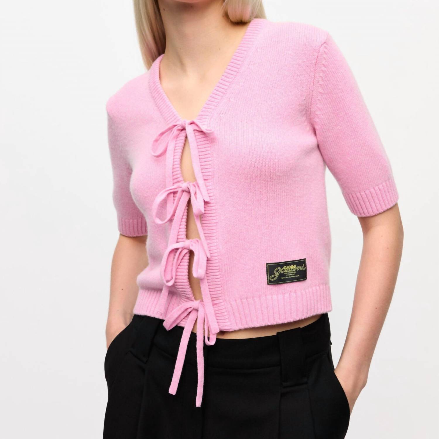 Ganni - Future Wool Mix Cardigan - cardigans - clothing - pink