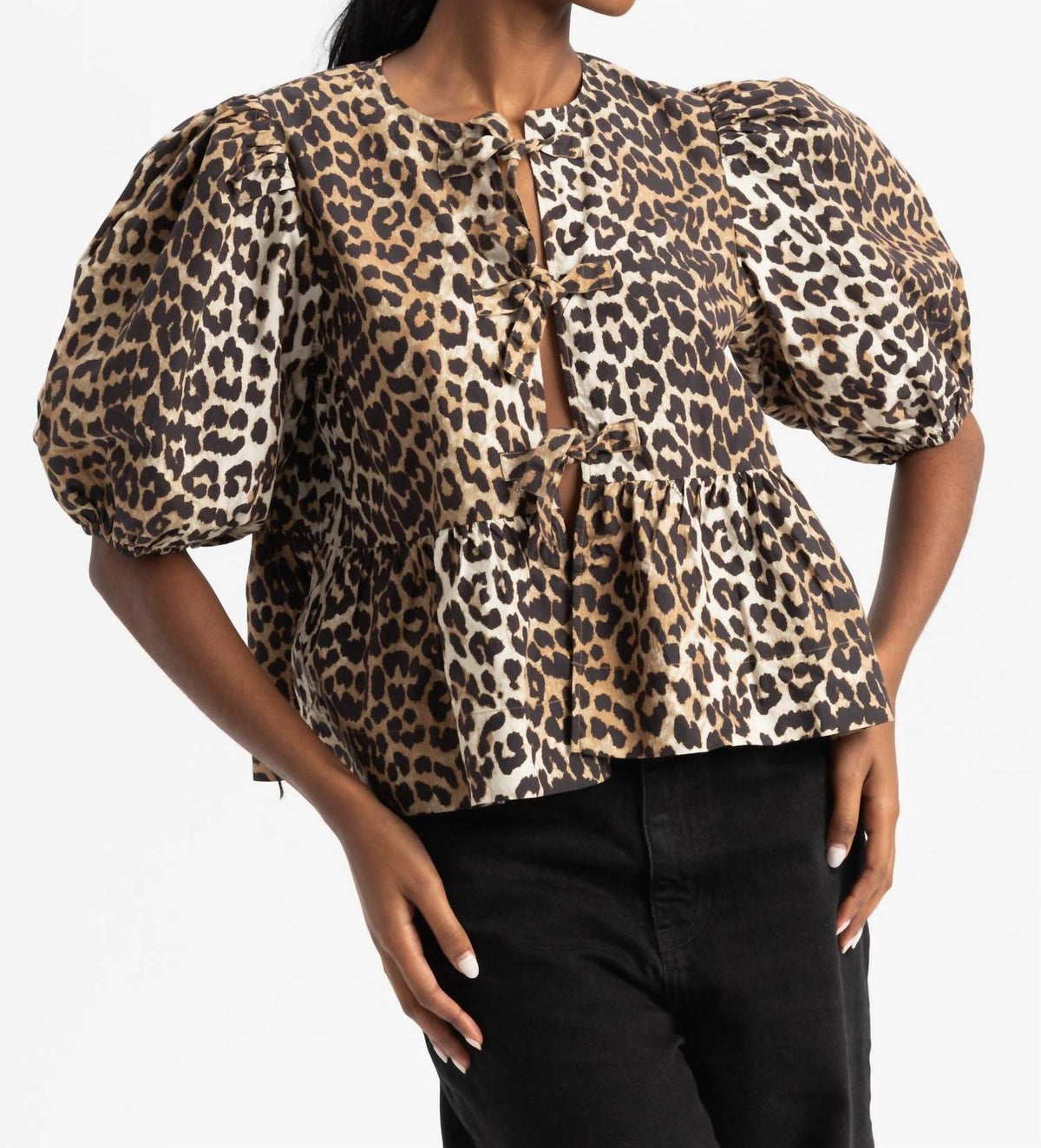 Ganni - Peplum Tie Blouse