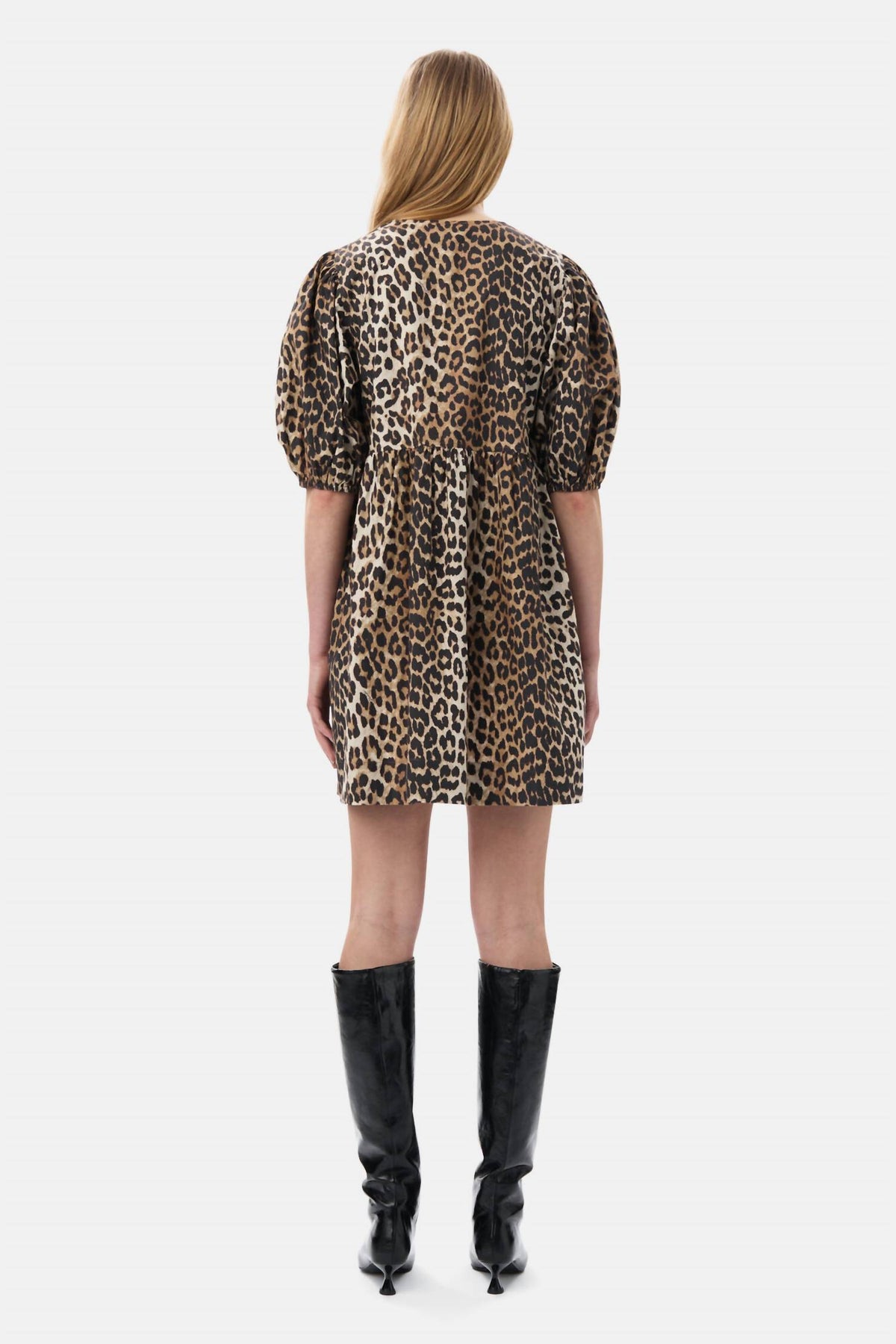 Ganni - Printed Cotton Tie String Mini Dress
