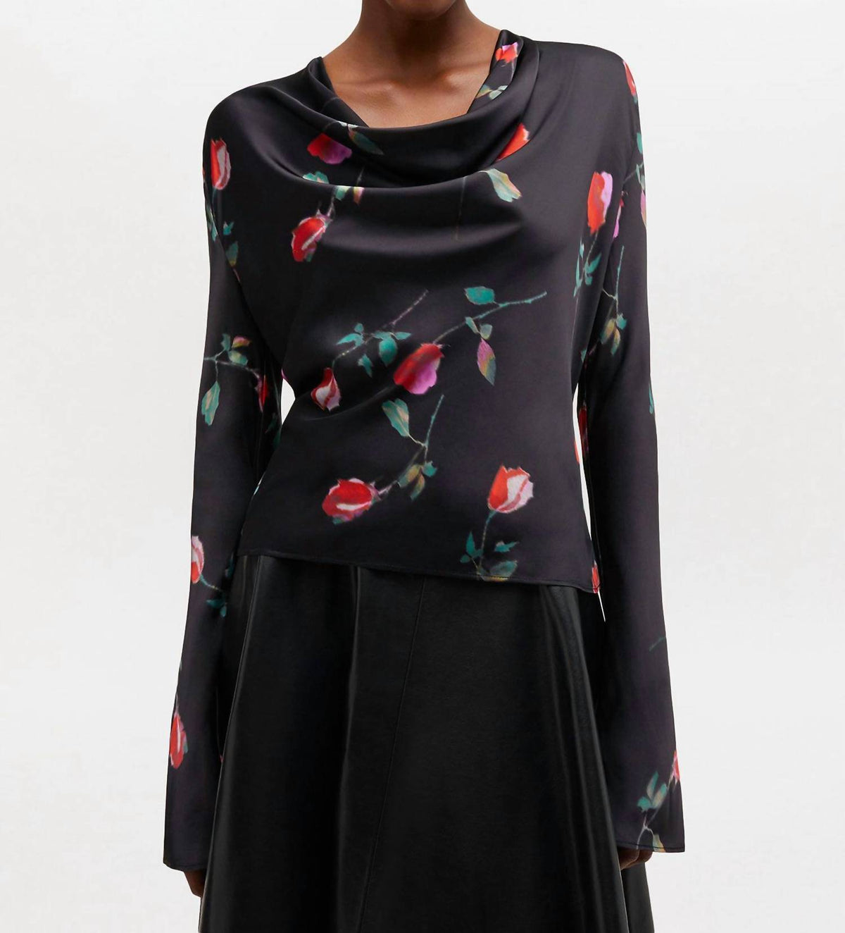 Ganni - Printed Stretch Satin Blouse