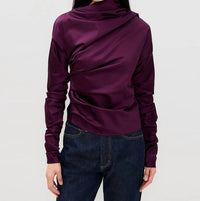 Ganni - Stretch Satin Ruched Top