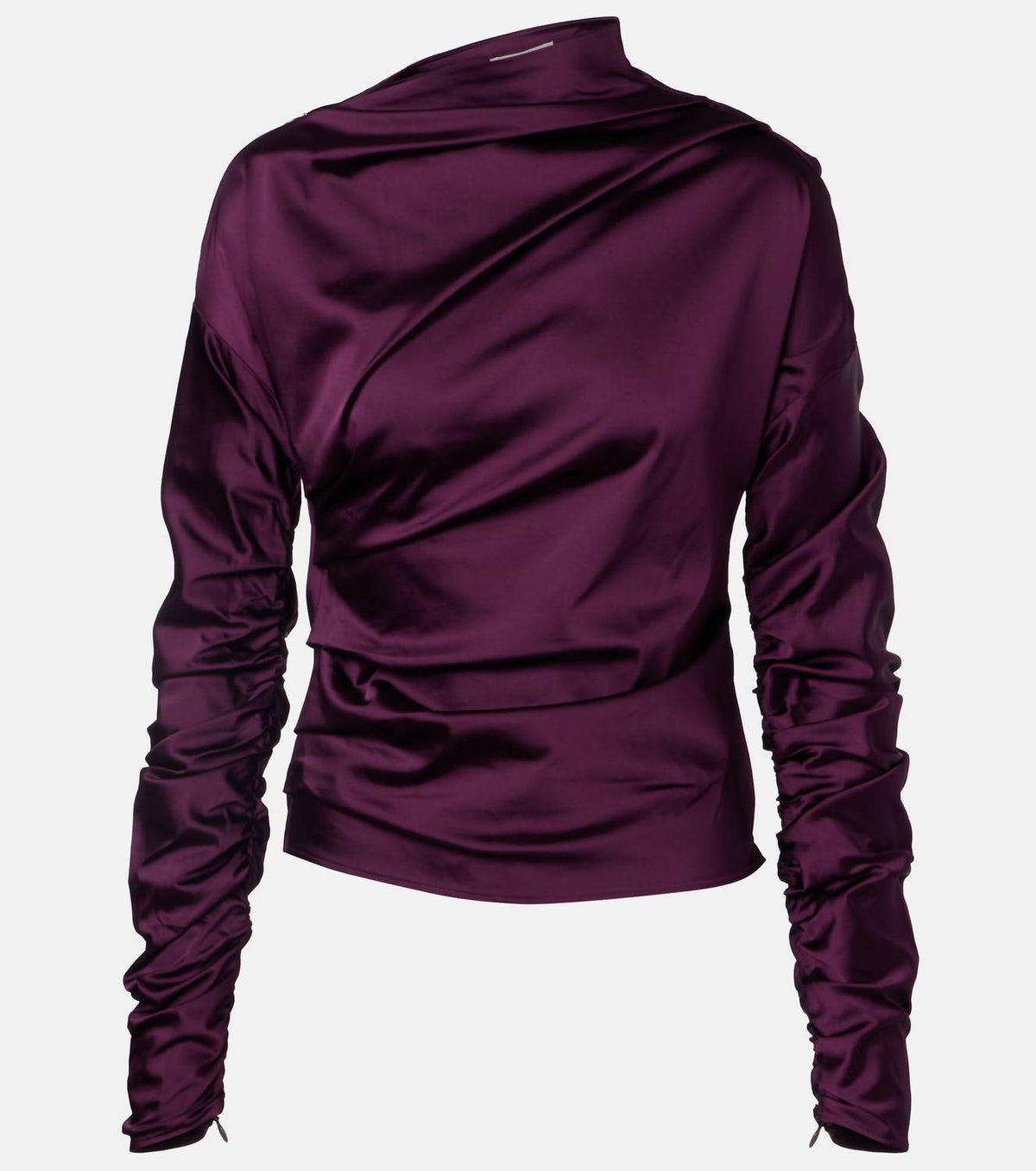 Ganni - Stretch Satin Ruched Top