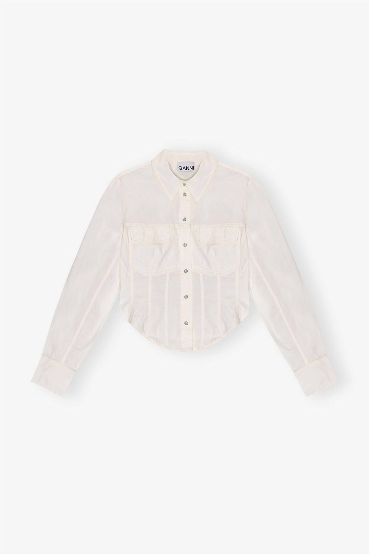 Ganni - Washed Stretch Cotton Corset Shirt