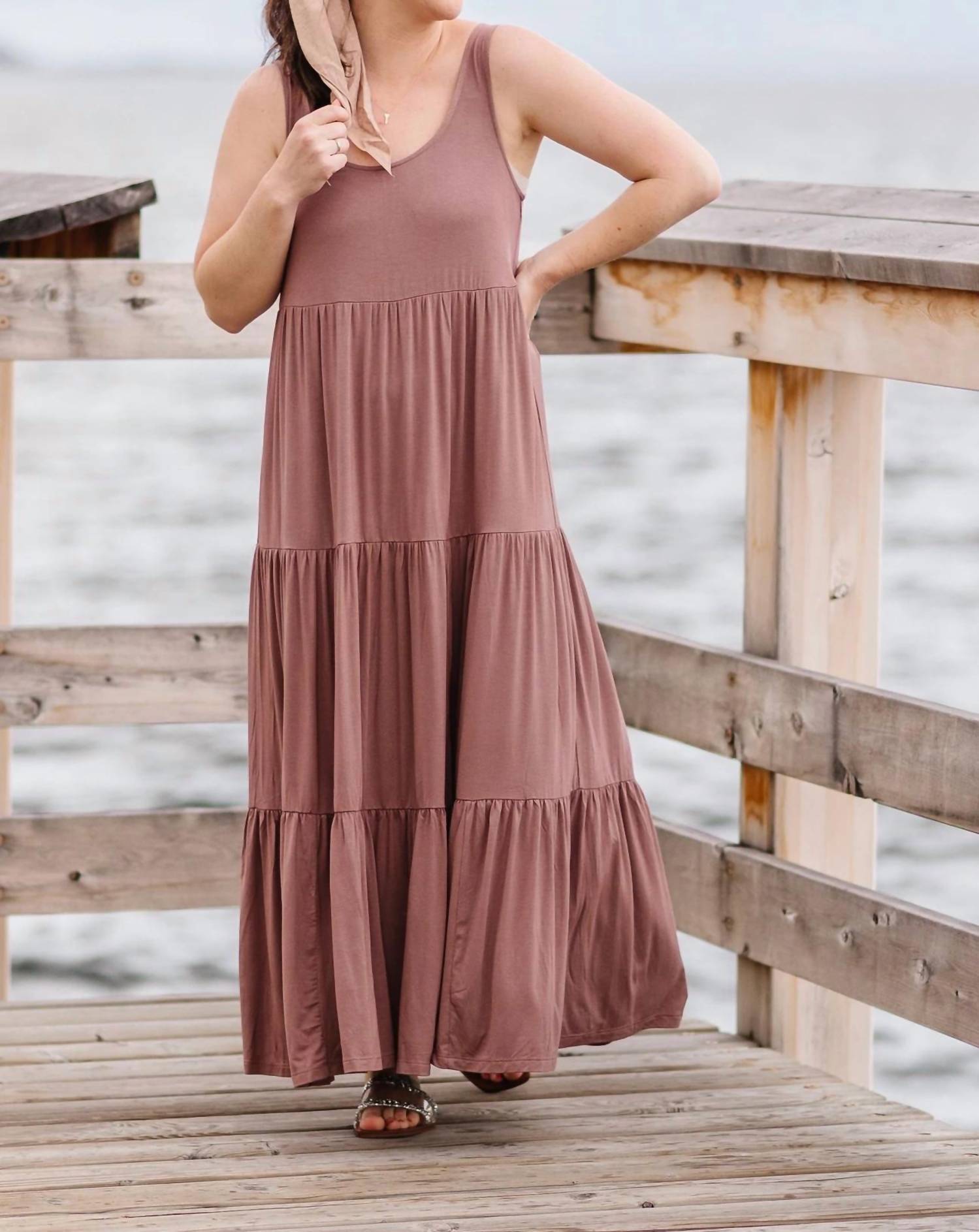 Gentle Fawn - Axel Side Slit Dress - brown - clothing - dresses