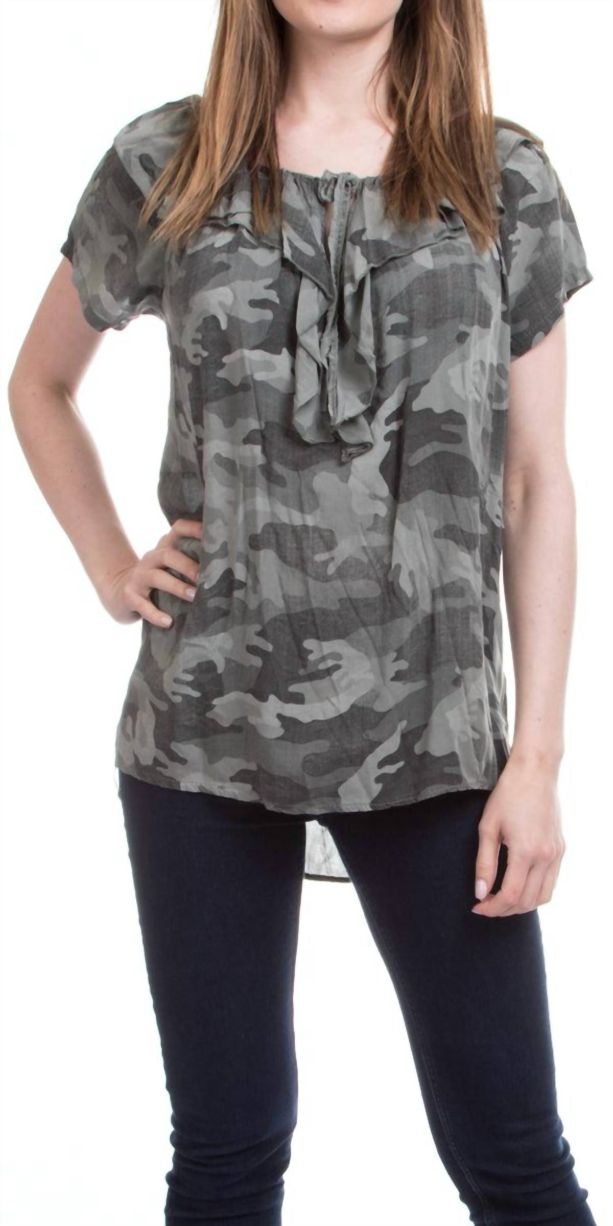 Gigi Moda - Alba Camo Short Sleeve Top