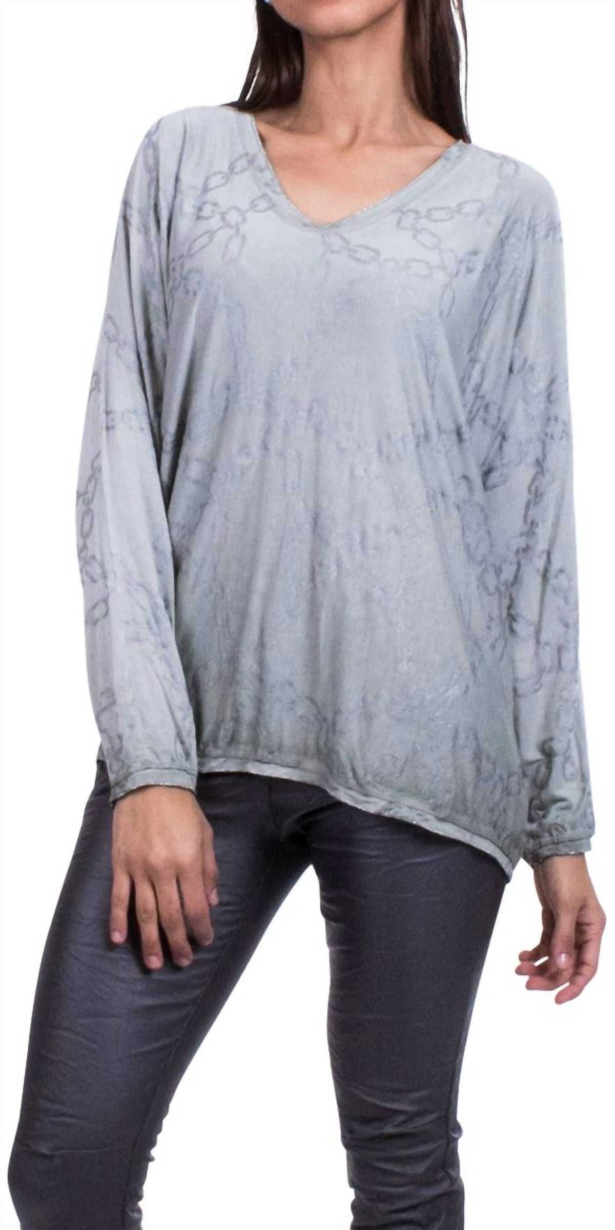 Gigi Moda - Francesca V-neck Long Sleeve Top