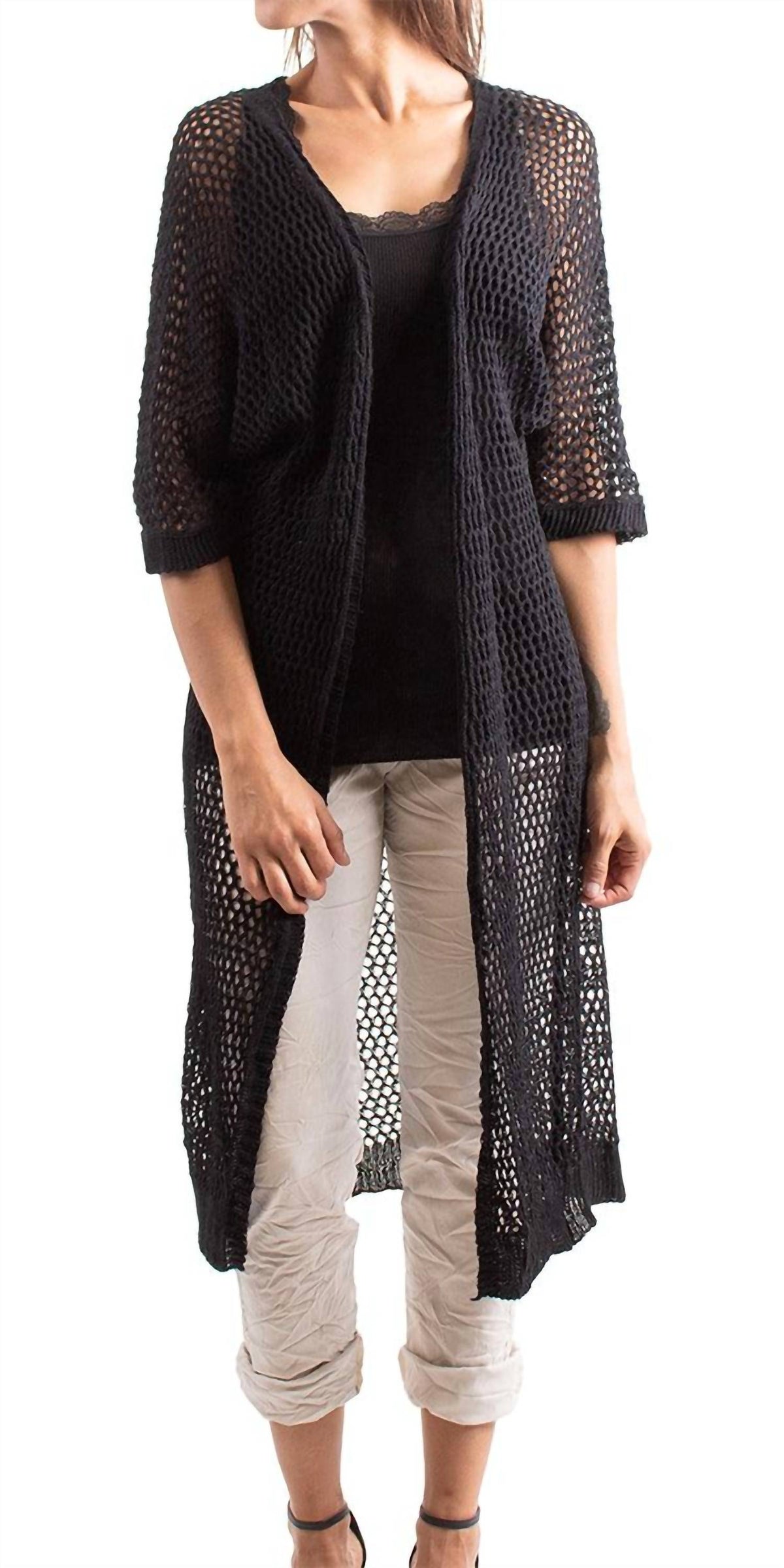 Gigi Moda - Ginavra Knitted Mesh Maxi Open Jacket