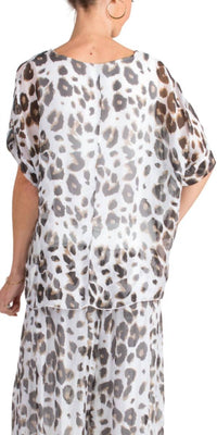 Gigi Moda - Monica Leopard Print Silk Kaftan Blouse