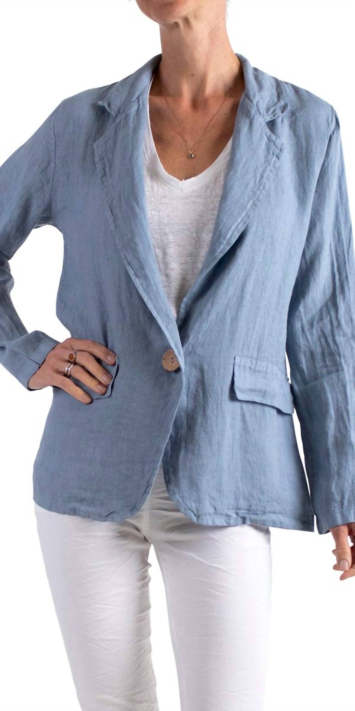 Gigi Moda - Sabrina Linen Long Sleeve Blazer