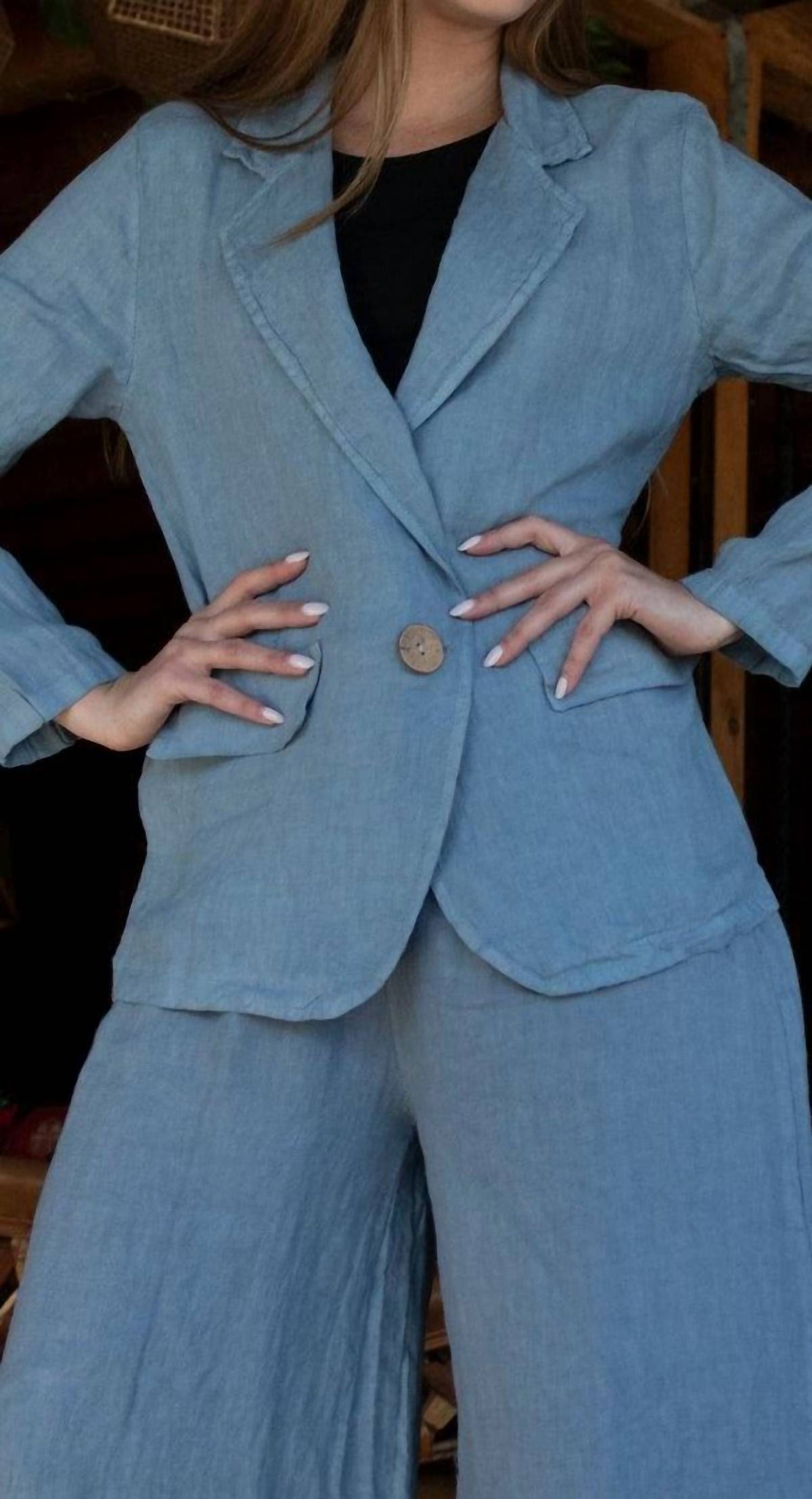 Gigi Moda - Sabrina Linen Long Sleeve Blazer