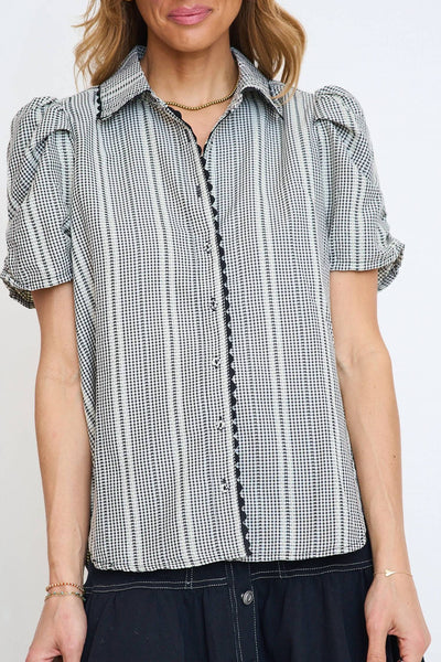 Gigio - Embroidered Gingham Button Down Shirt