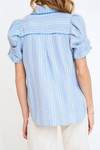 Gigio - Embroidered Gingham Button Down Top